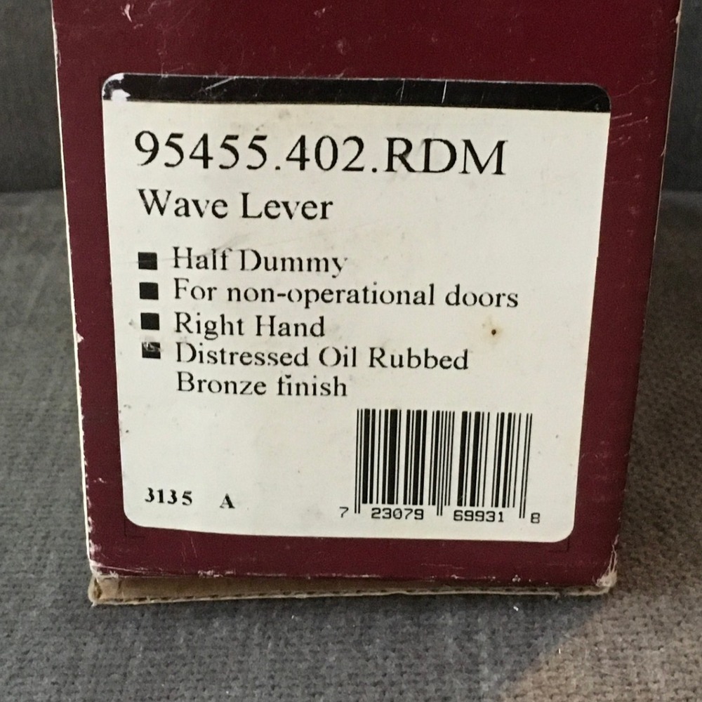 Baldwin Right Hand Half Dummy Wave Lever Door Handle Oil Rubbed Bronze Finish - Picture 5 of 6